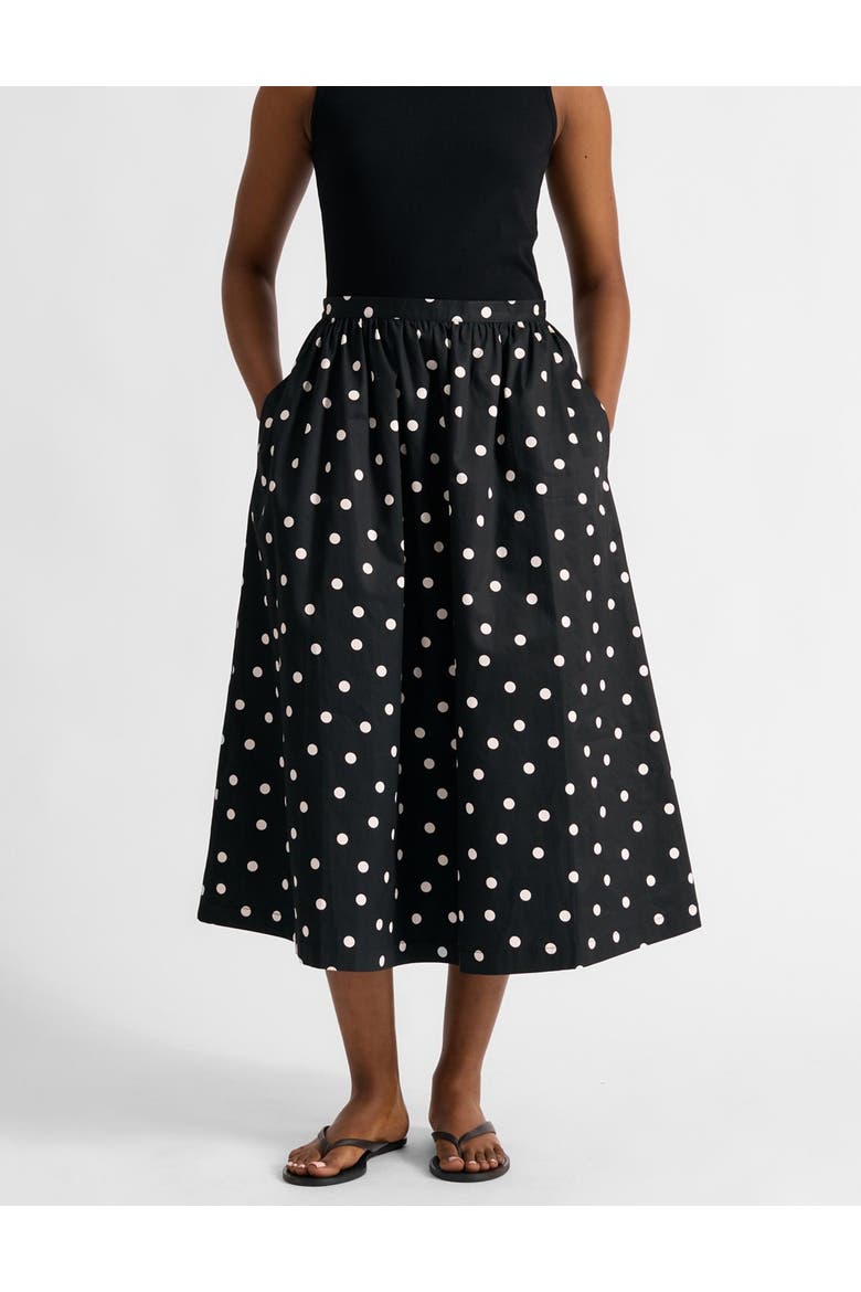 Polka Dot High-Waist Midi Skirt, Main, color, Black