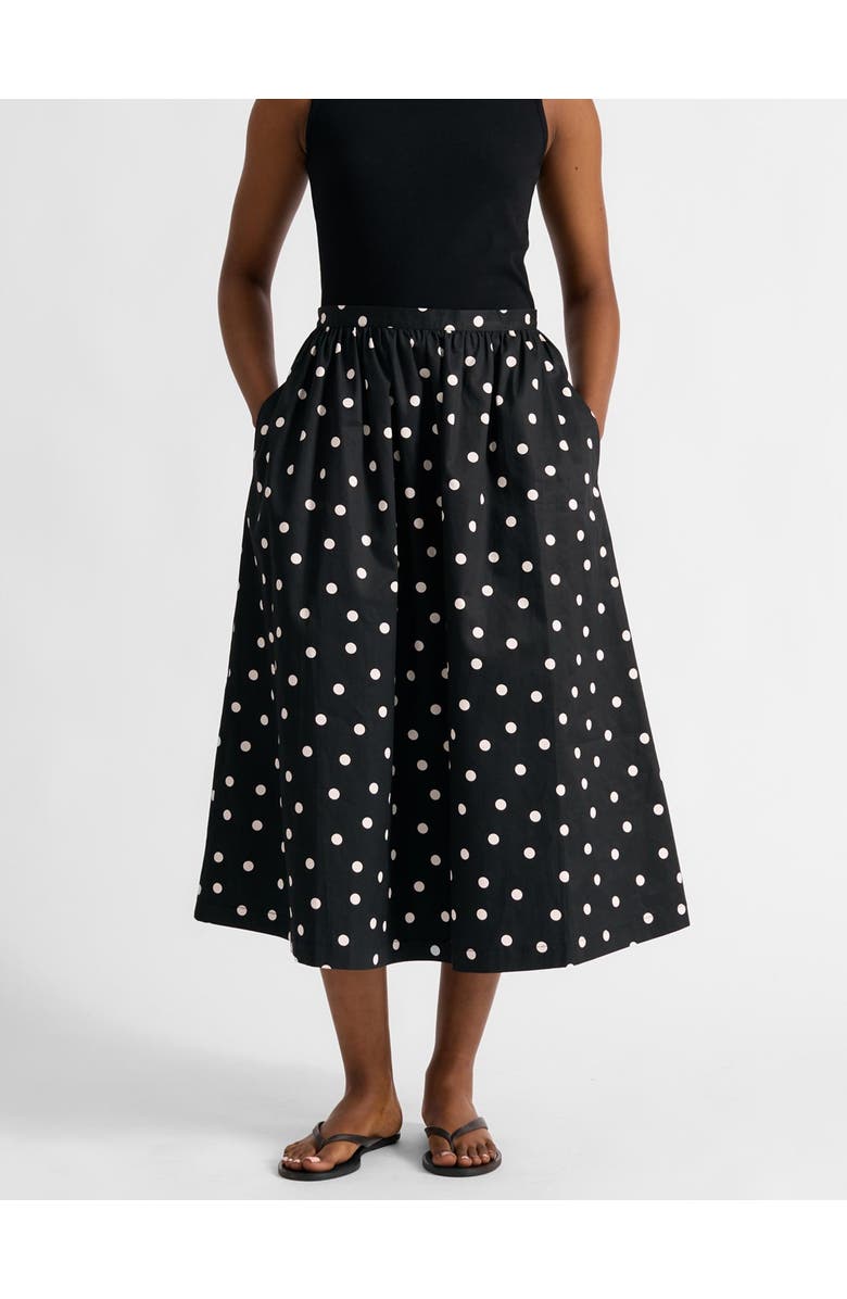 Albaray Polka Dot High-Waist Midi Skirt, Main, color, Black