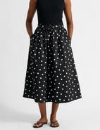 Albaray Polka Dot High-Waist Midi Skirt