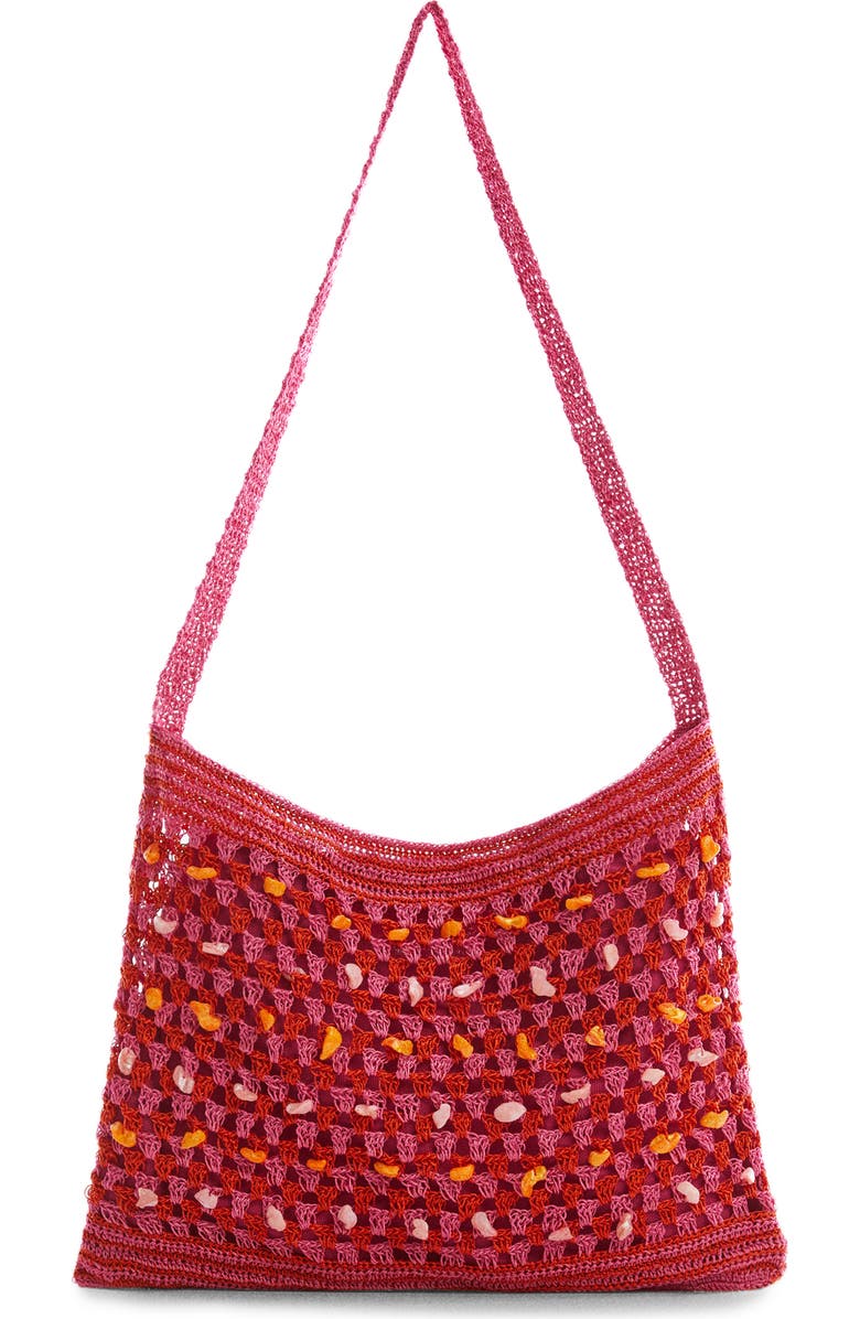 MANGO Shell Detail Crocheted Shoulder Bag, Main, color,
