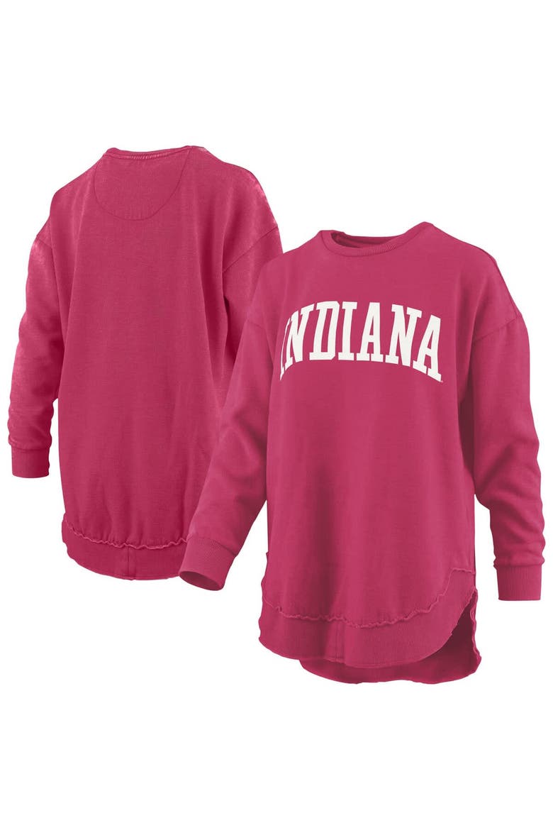 Women's Pressbox  Crimson Indiana Hoosiers Melange Poncho Vintage Fleece Long Sleeve Pullover Sweatshirt, Alternate, color, Crimson