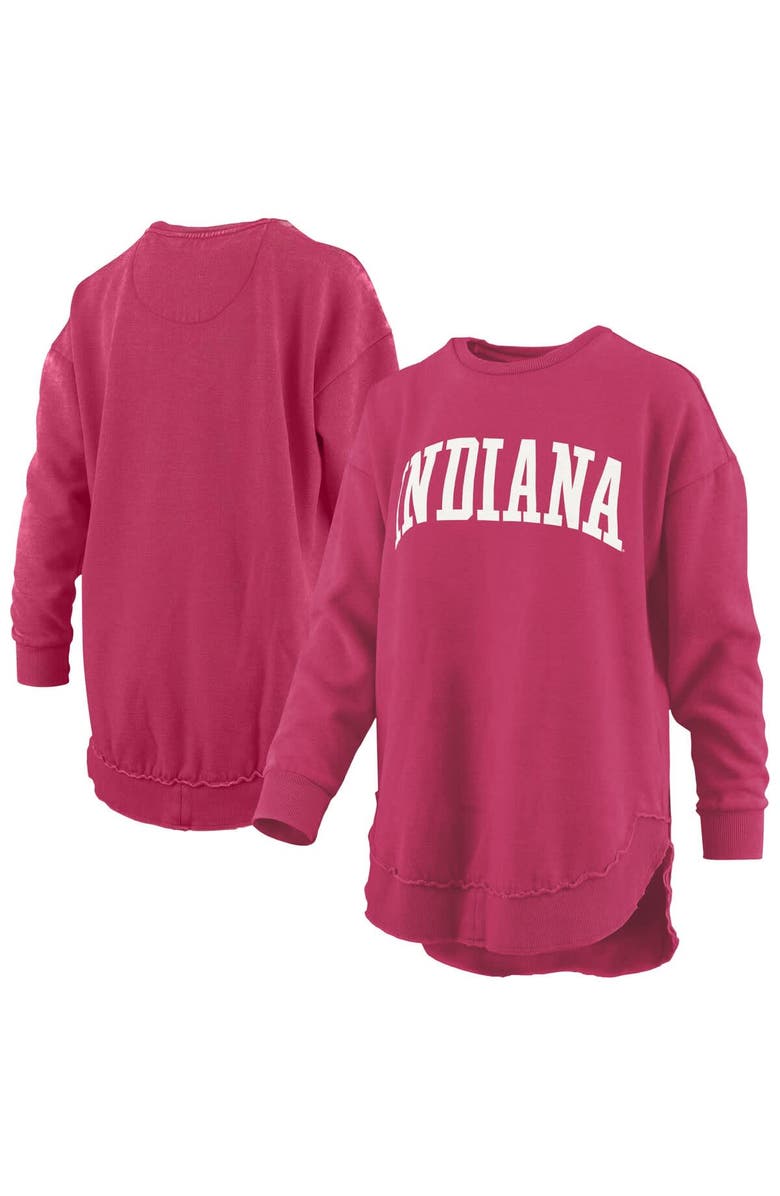 PRESSBOX Women
s Pressbox  Crimson Indiana Hoosiers Melange Poncho Vintage Fleece Long Sleeve Pullover Sweatshirt, Alternate, color, Crimson