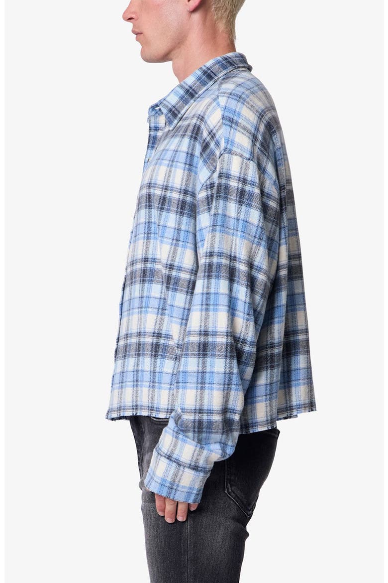 Washed Cropped Flannel Shirt, Alternate, color, BLUE