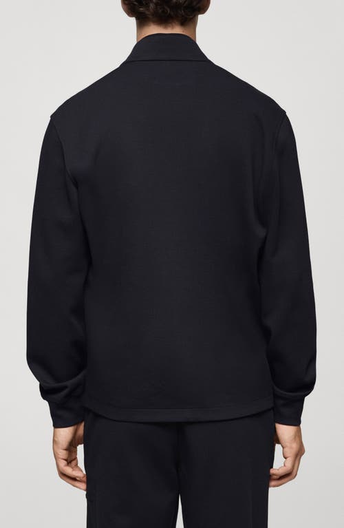 Mango Sweatshirt Bomber Jacket In Dark Navy