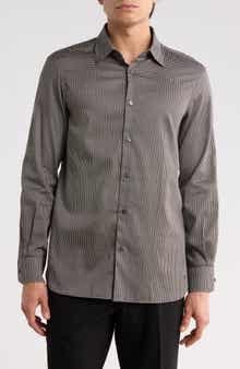 Bird's Eye Stretch Button-Up Shirt