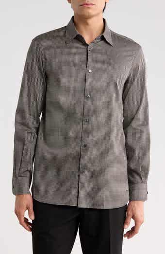 Bird's Eye Stretch Button-Up Shirt