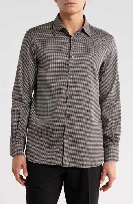 Bird's Eye Stretch Button-Up Shirt