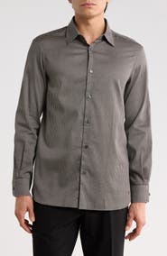 Emporio Armani Bird's Eye Stretch Button-Up Shirt