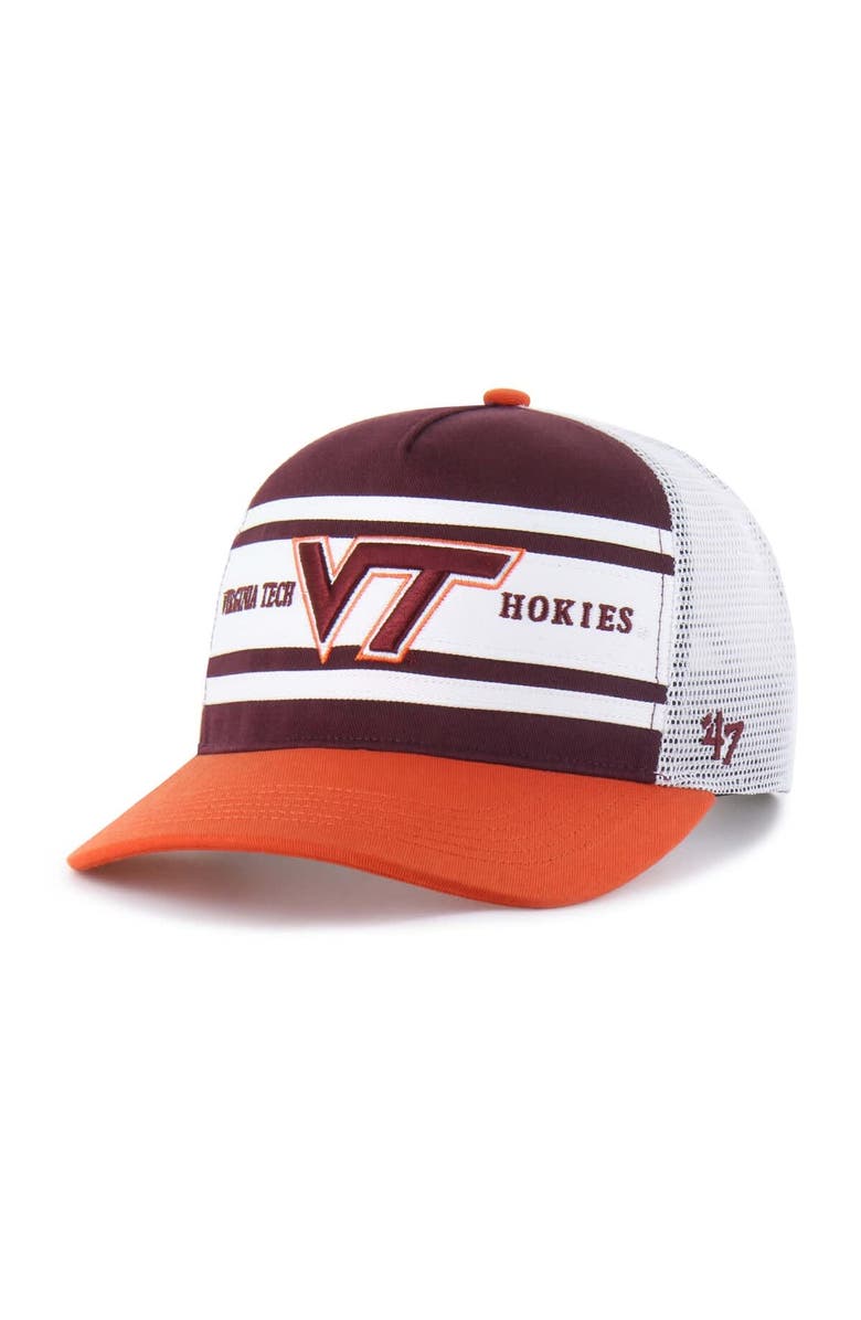 '47 Youth '47 Maroon/Orange Virginia Tech Hokies Super Stripe Hitch Adjustable Trucker Hat, Main, color, Maroon