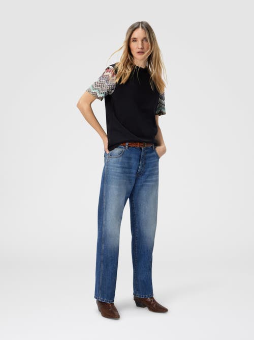 Missoni Short Sleeve T-shirt With Snake Pattern Insert In Black