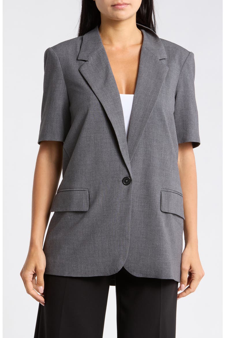 Brooklyn Short Sleeve Blazer, Main, color, GREY CHARCOAL HEATHER