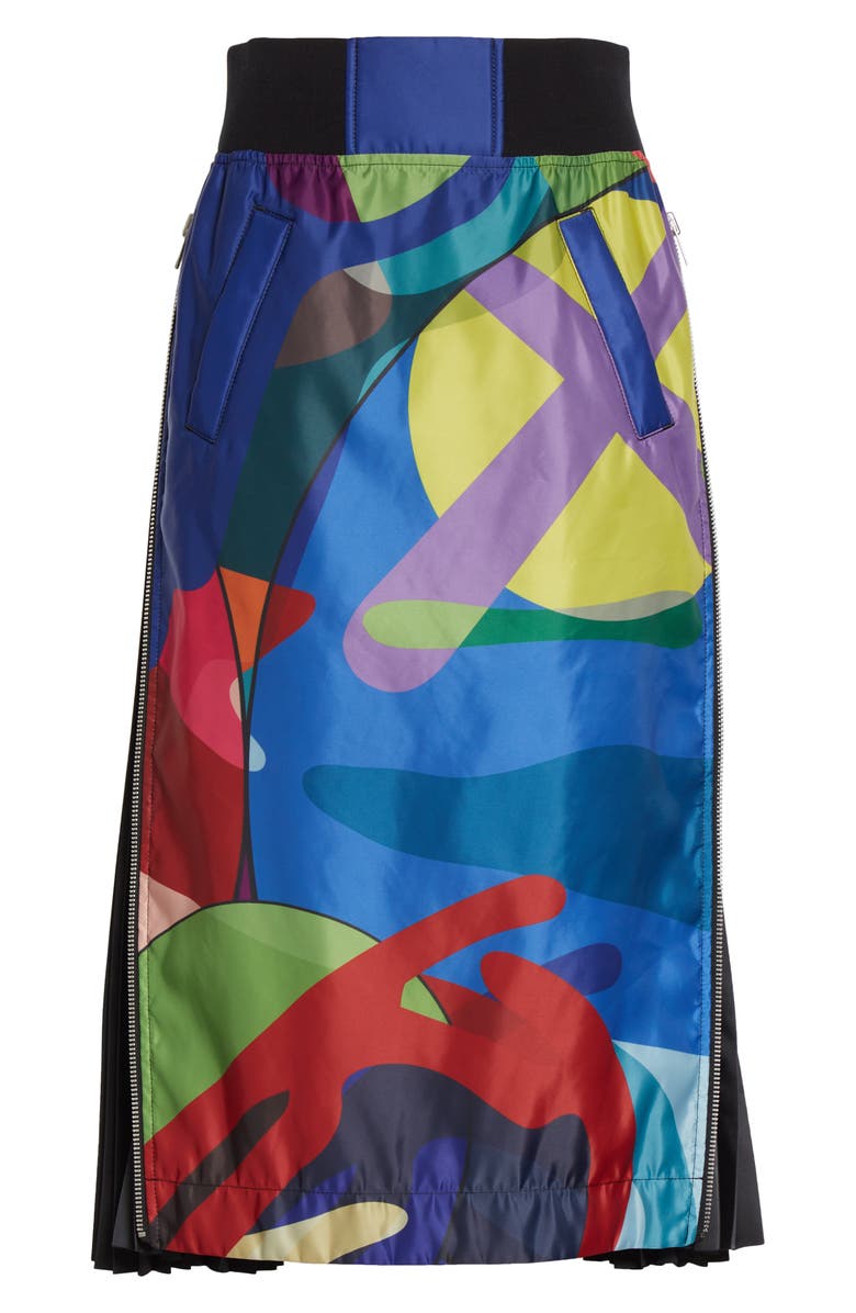 Sacai x KAWS MA-1 Print Side Pleated Skirt, Alternate, color,