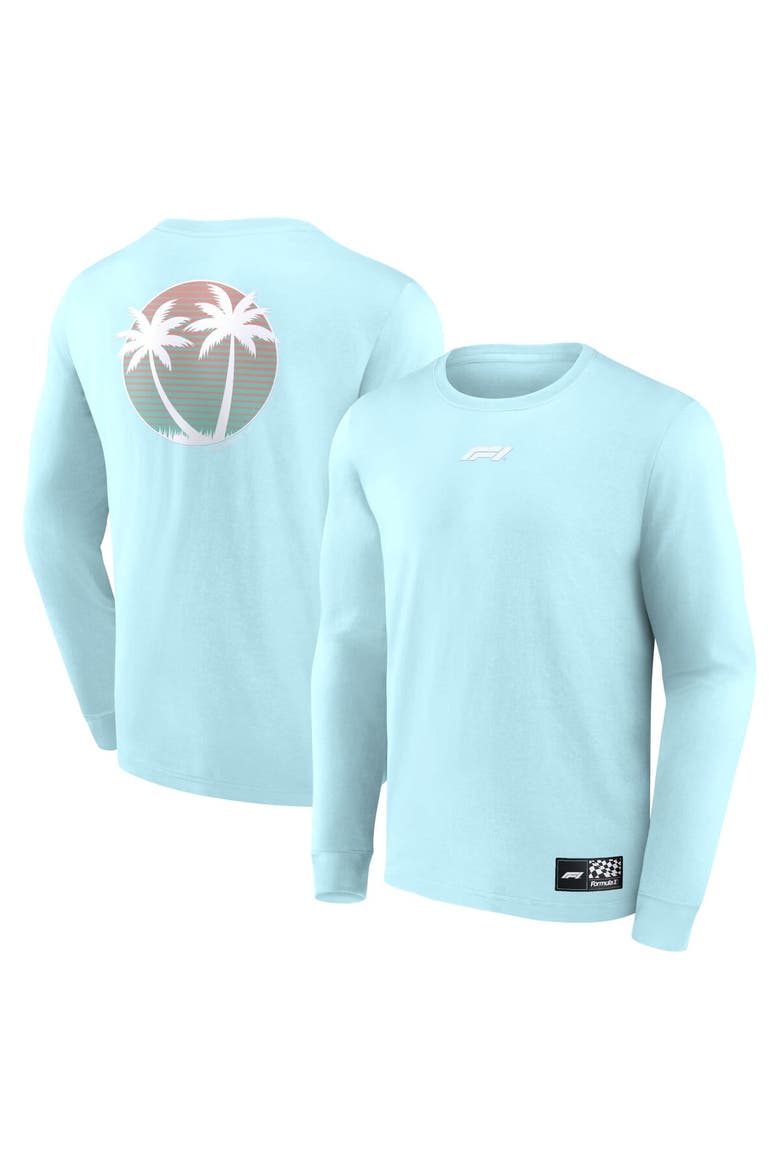 Men's Fanatics Branded Aqua Formula 1 Merchandise Beach Club Long Sleeve T-Shirt, Main, color, Aqua