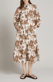 MM by Max Mara Falda Abstract Print Cotton Midi Shirtdress