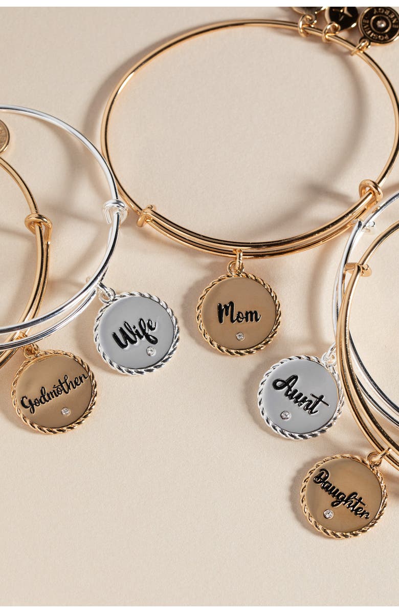 Alex and Ani Mom Charm Bangle Bracelet, Alternate, color, Silver