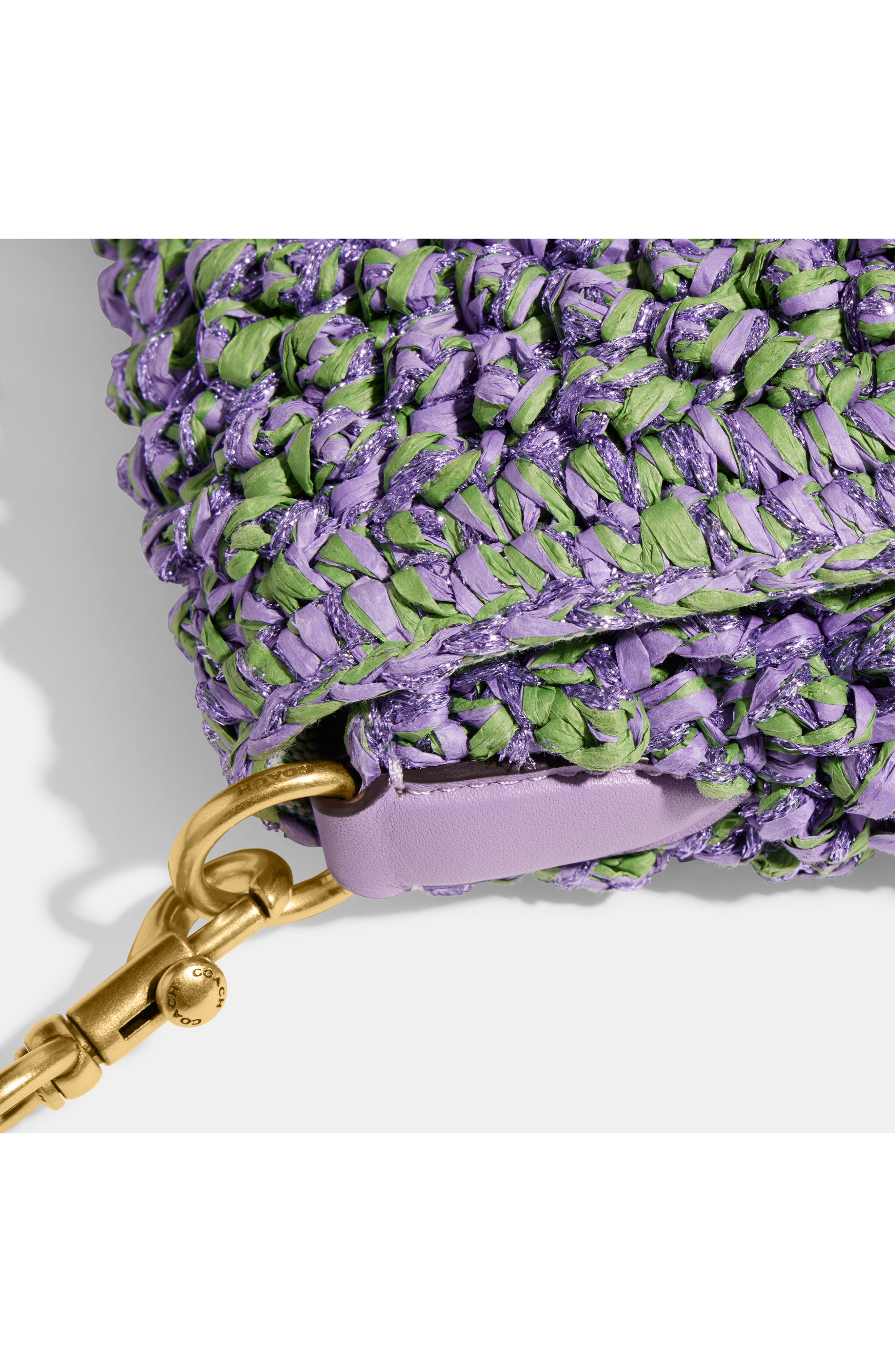 COACH Popcorn Straw Shoulder Bag, Alternate, color, 