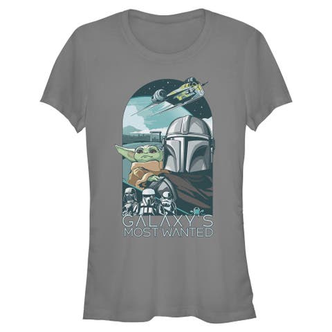 Junior's Star Wars The Mandalorian and Grogu Galaxy's Most Wanted Comic Art  Graphic T-Shirt