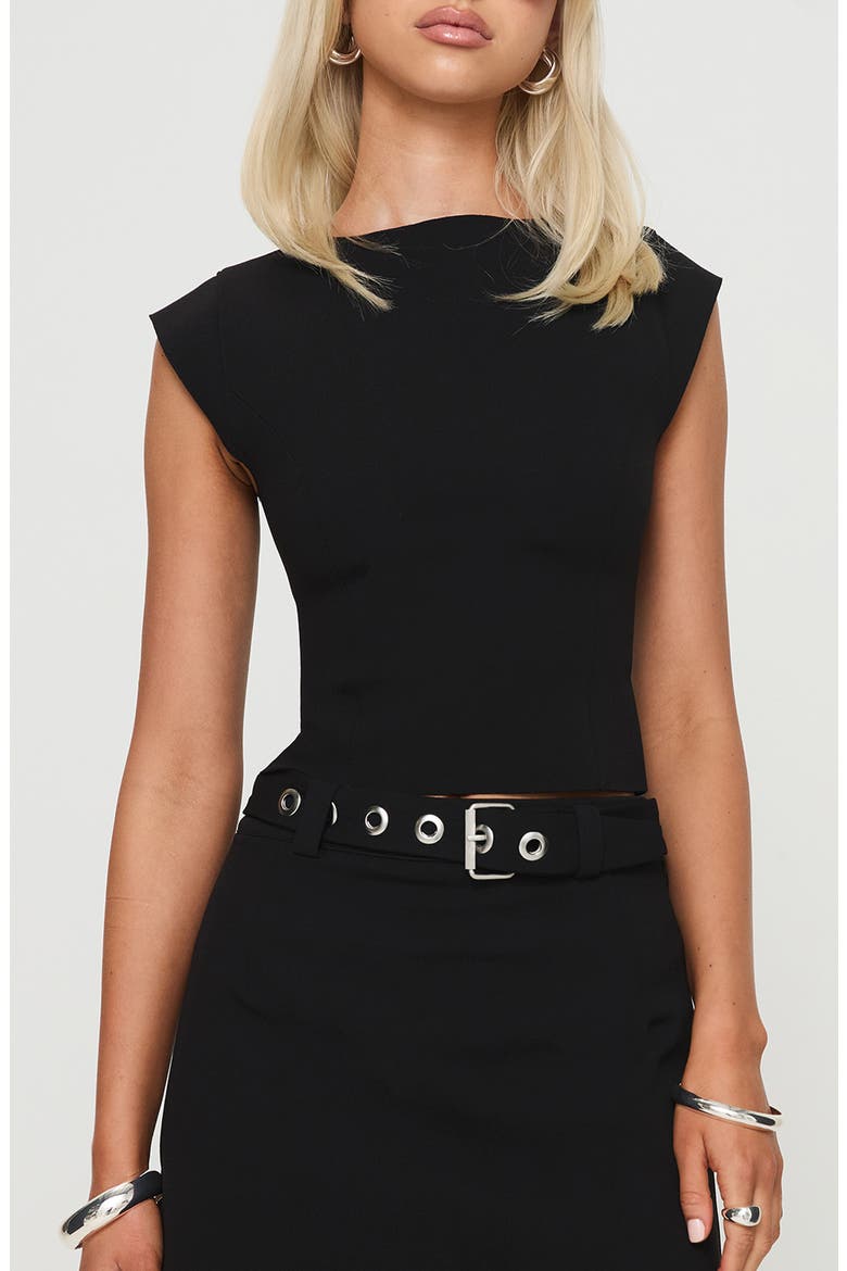 Ayumi Zip Back Jersey Top, Main, color, BLACK