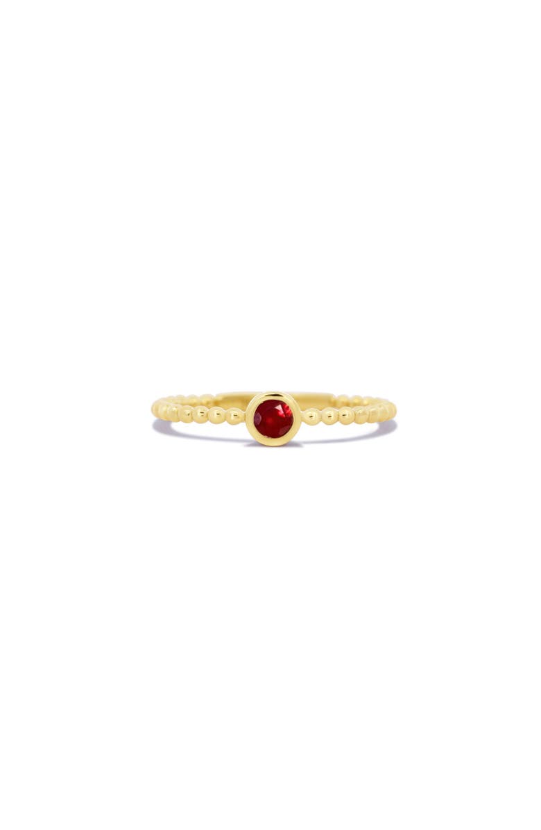The Lovery Fine Jewelry Gold Beaded Ruby Ring, Main, color, 
