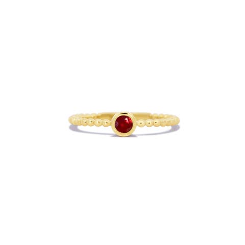 Gold Beaded Ruby Ring