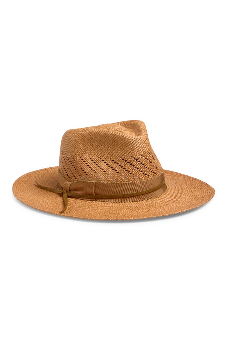 Maison Straw Fedora, Main, color, CAMEL