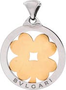 Pre-Owned Bvlgari Tondo Clover Pendant Pendant & Charms Stainless Steel with 18K Yellow Gold