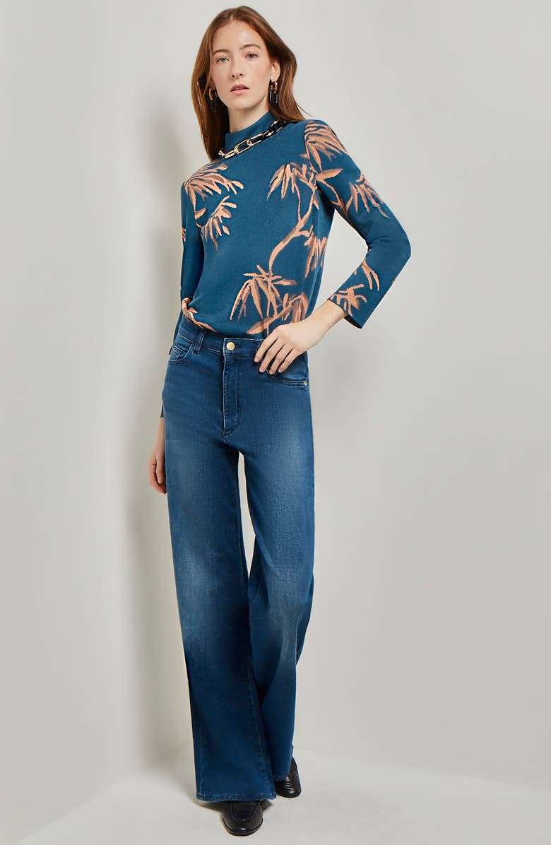 Misook Botanical Mock Neck Sweater, Alternate, color, 