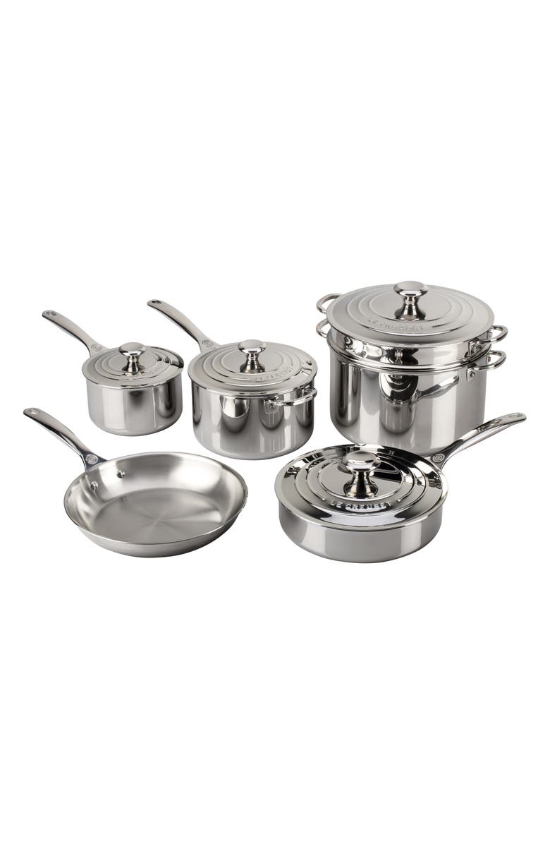Le Creuset Stainless Steel Cookware 10-Piece Set, Main, color, Stainless Steel