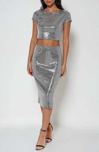 bebe Sequin Top & Skirt Set