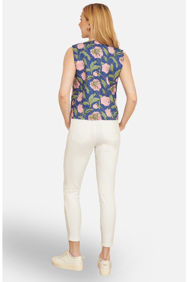 Floral Reversible Quilted Vest Jacket, Alternate, color, Navy