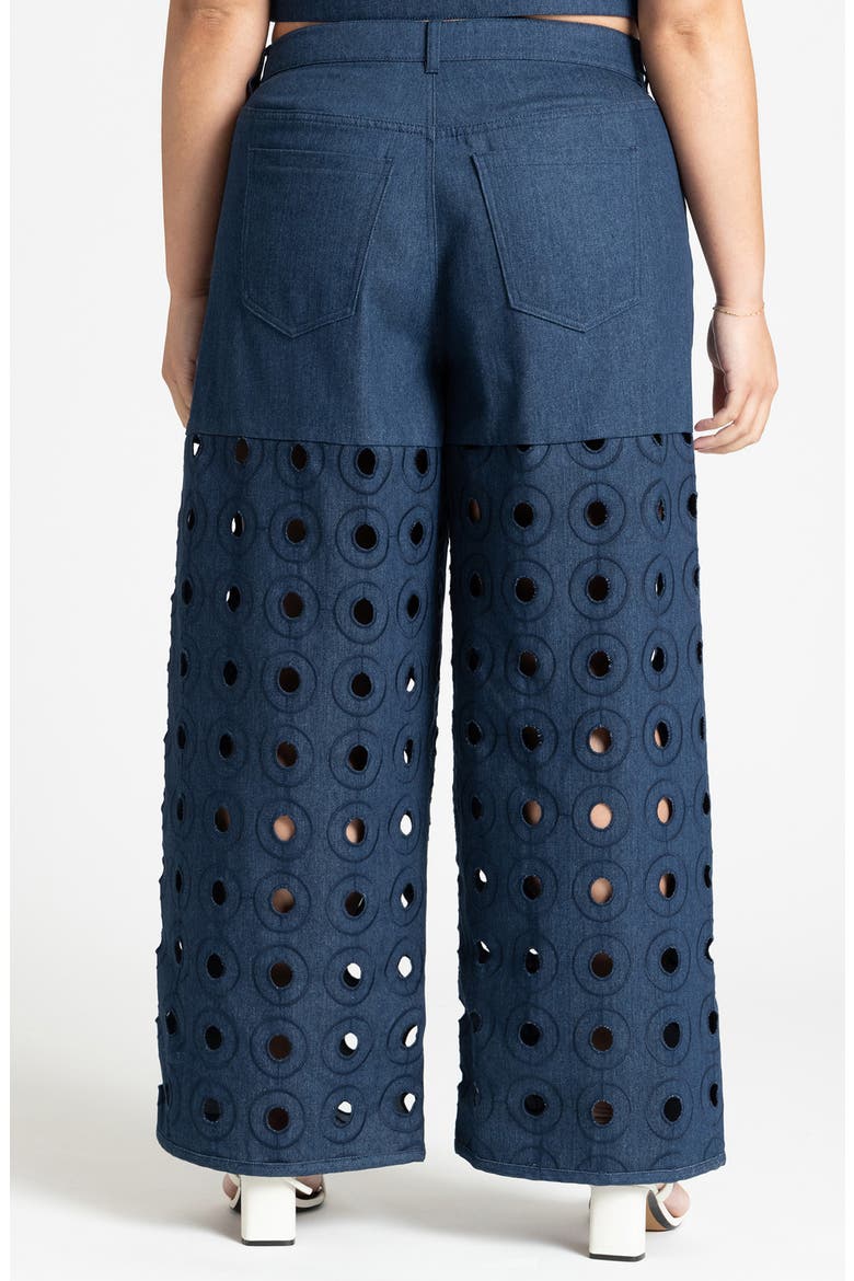 Circular Eyelet Wide Leg Jeans, Alternate, color, DARK WASH