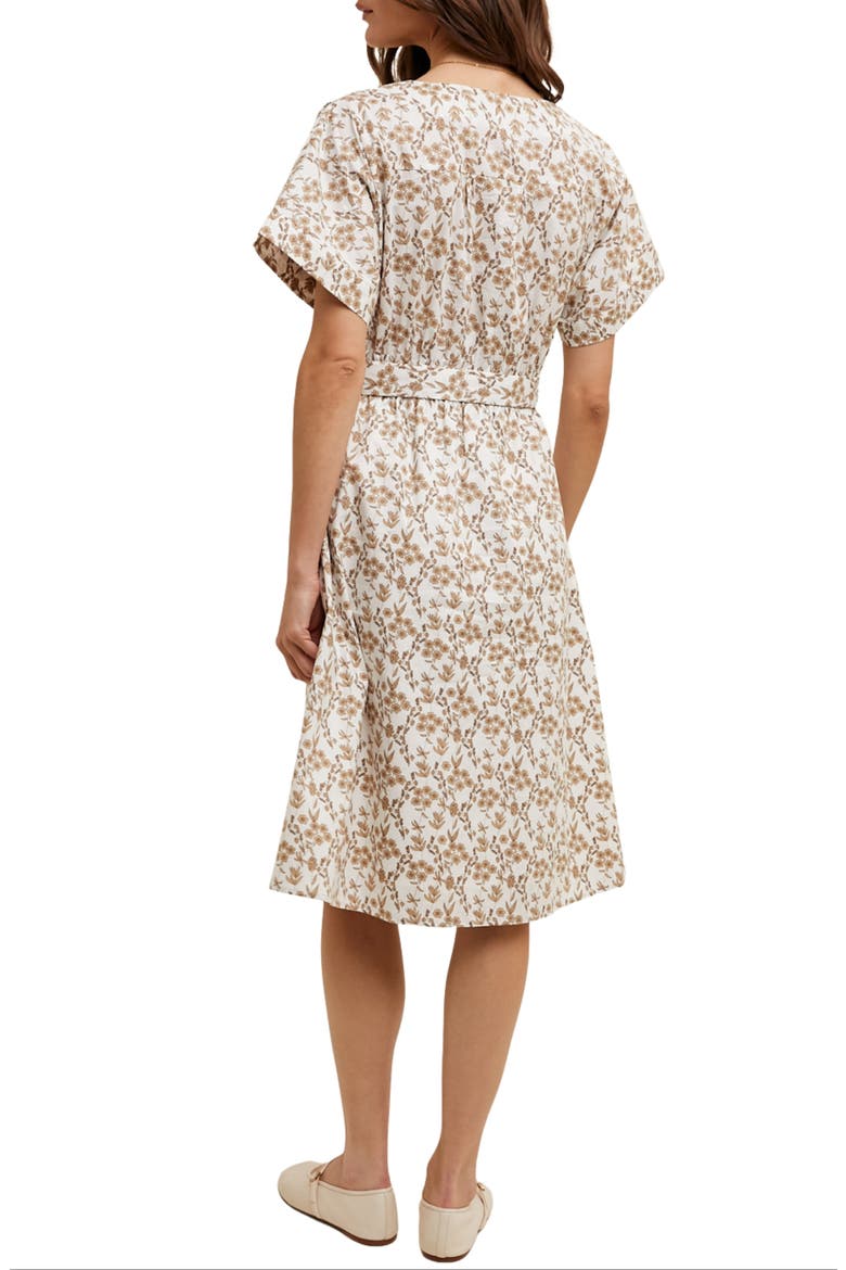 Floral Cotton Midi Dress, Alternate, color, CREAM/ TAUPE