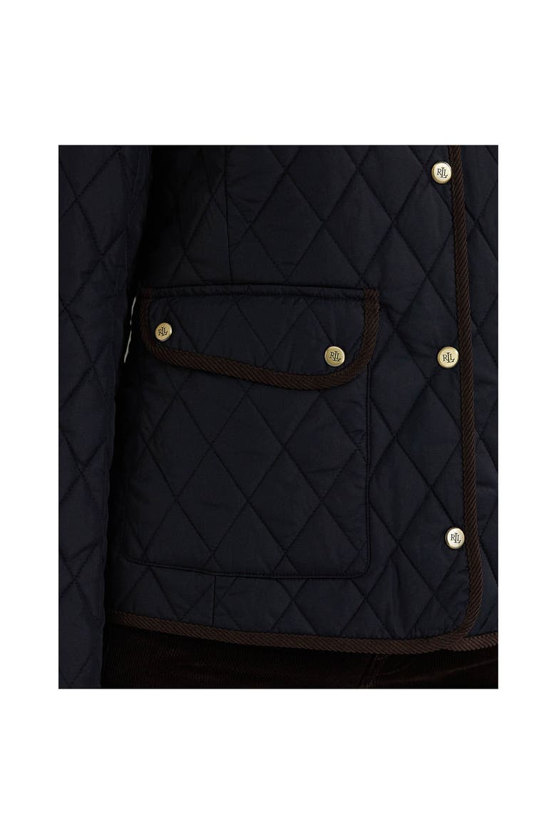 Quilted Faux Shearling Collar Jacket, Alternate, color, DARK NAVY