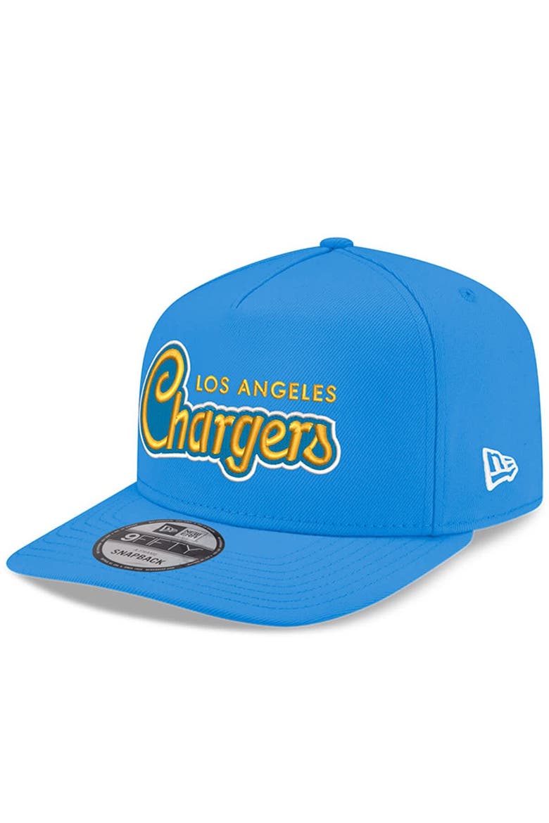 Men's New Era Powder Blue Los Angeles Chargers Charger Power A-Frame 9FIFTY Snapback Hat, Alternate, color, Powder Blue