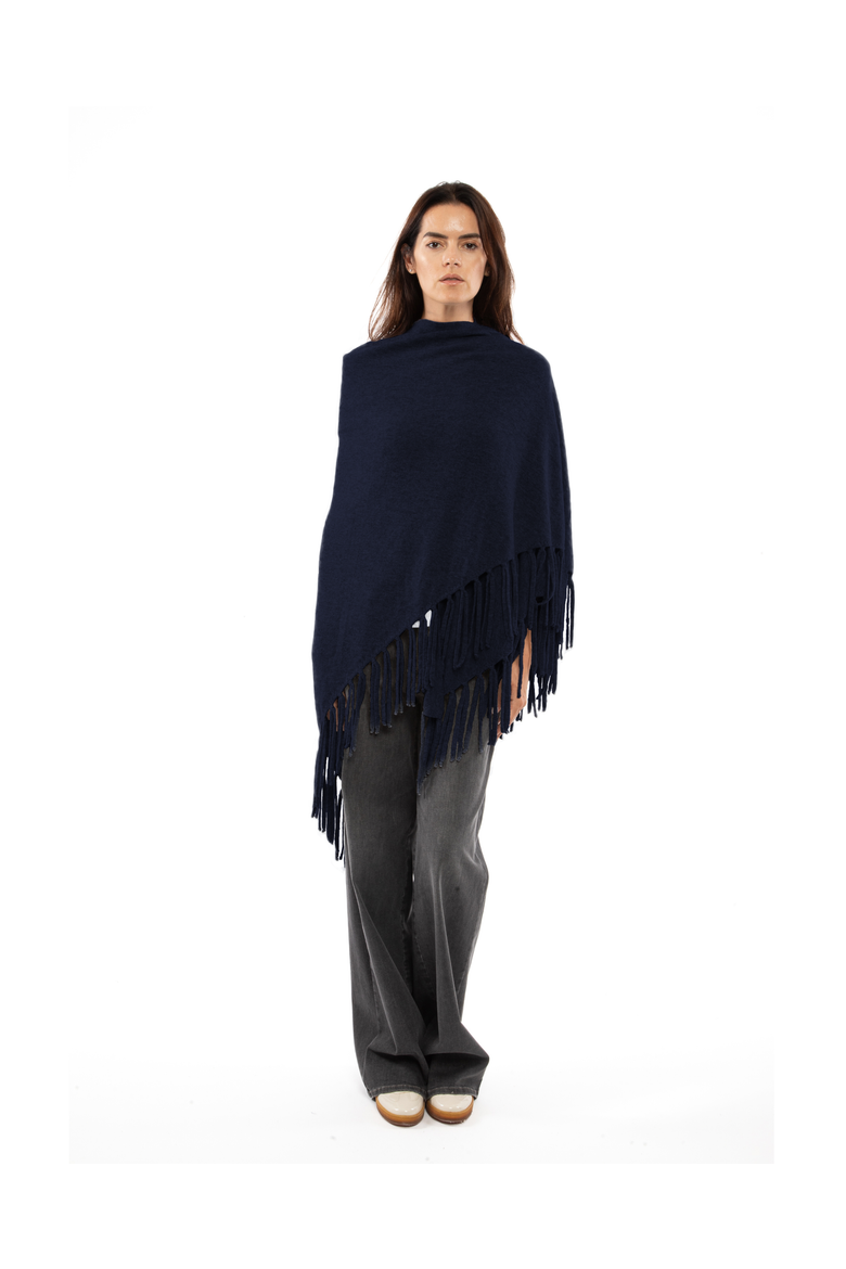 Pure Cashmere Fringe Wrap, Alternate, color, Night Blue