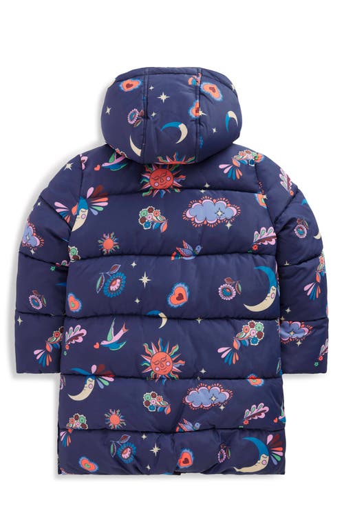 Mini Boden Kids' Hooded Longline Puffer Coat In Blue