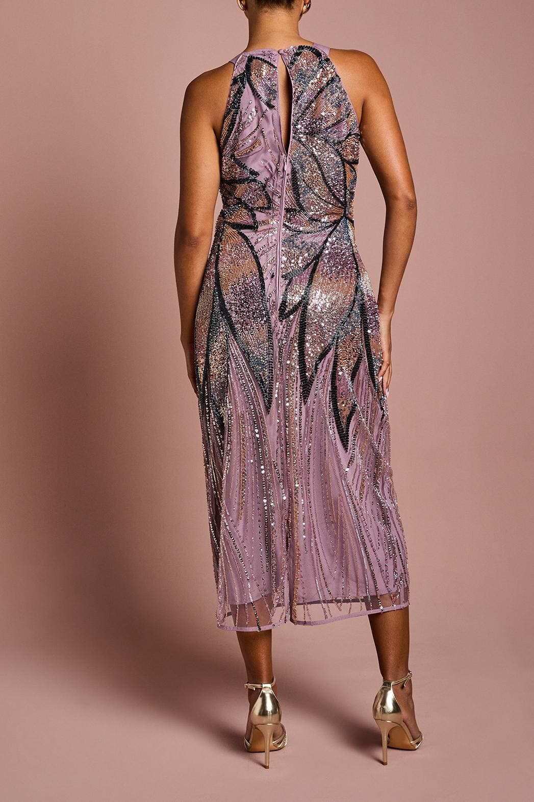 lille beaded midi dress Coast Petite Beaded Column Midi Dress in Lilac at Nordstrom, Size 4