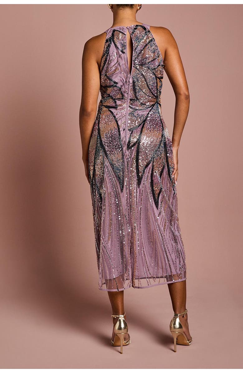 Coast Petite Beaded Column Midi Dress, Alternate, color, Lilac