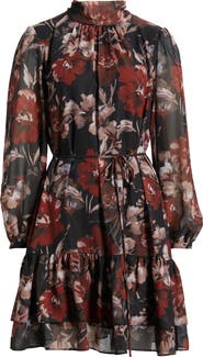 Julia Jordan Long Sleeve Mock Neck Floral Dress