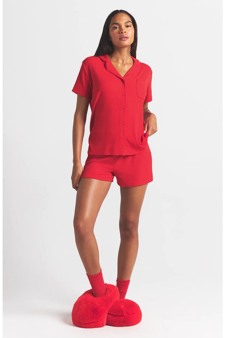 Soft Lounge Short Sleep Set, Alternate, color, CHERRY