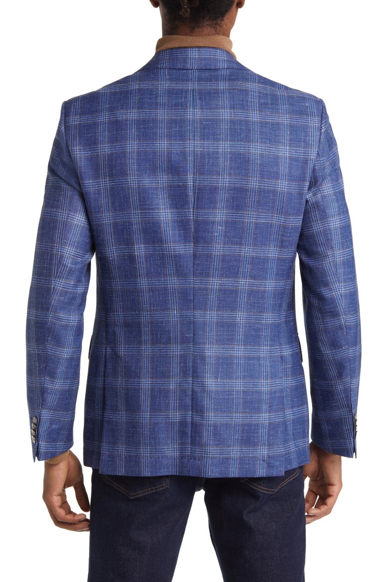 Hutson Plaid Wool & Silk Blend Sport Coat, Alternate, color, BRIGHT BLUE