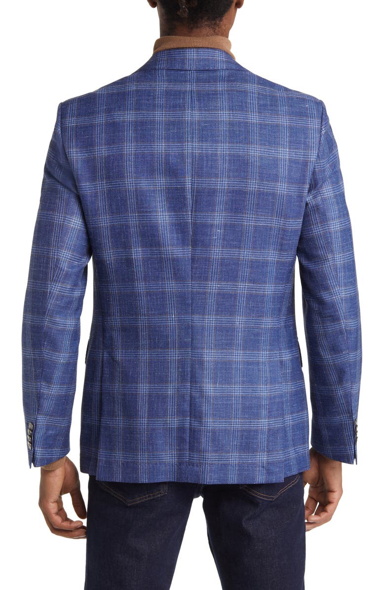 BOSS Hutson Plaid Wool & Silk Blend Sport Coat, Alternate, color, Bright Blue