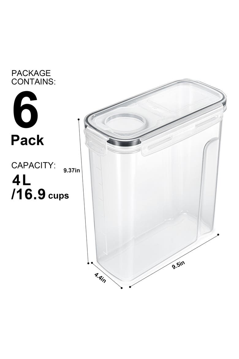 6-Pack Airtight Cereal Storage Containers, Alternate, color, CLEAR