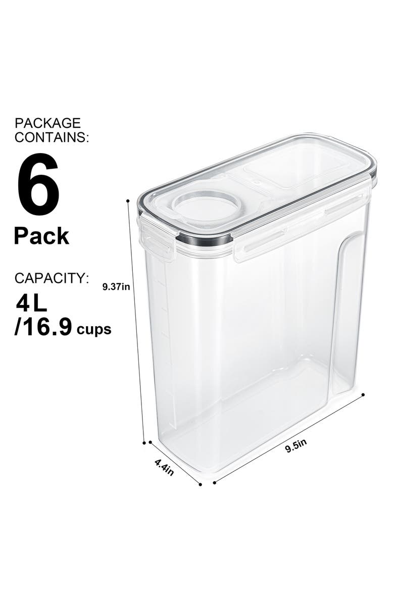 SORBUS 6-Pack Airtight Cereal Storage Containers, Alternate, color, Clear