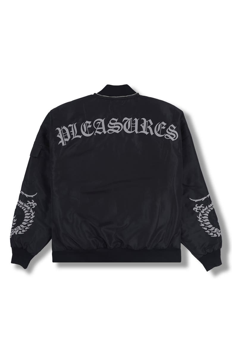 PLEASURES Dragon Water Resistant Satin Bomber Jacket, Alternate, color,