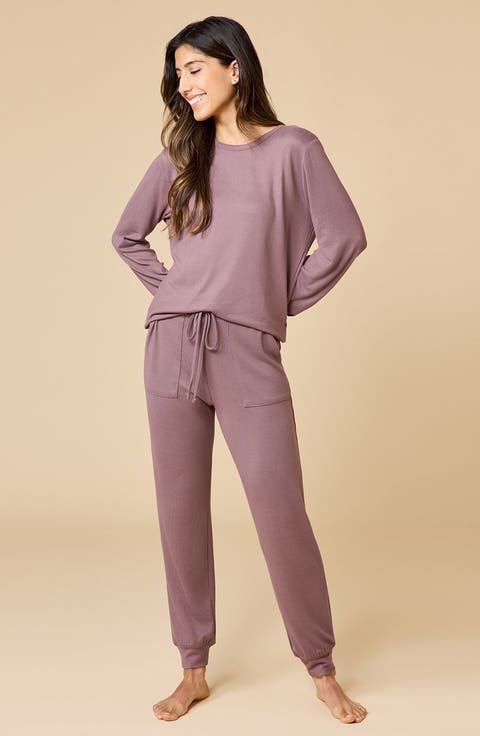 Dream Jersey Long Sleeve Crew Neck Lounge Set with Jogger Pant