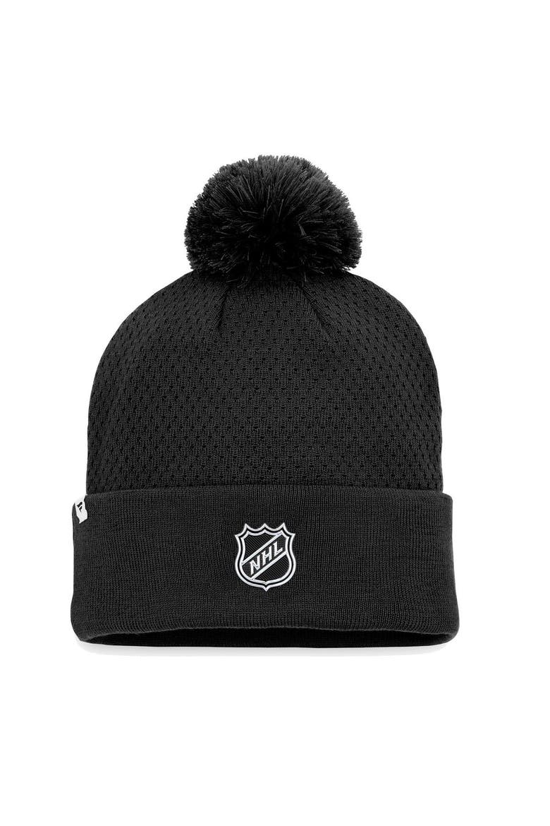 Women's Fanatics Branded Black San Jose Sharks Authentic Pro Road Cuffed Knit Hat with Pom, Alternate, color, Black