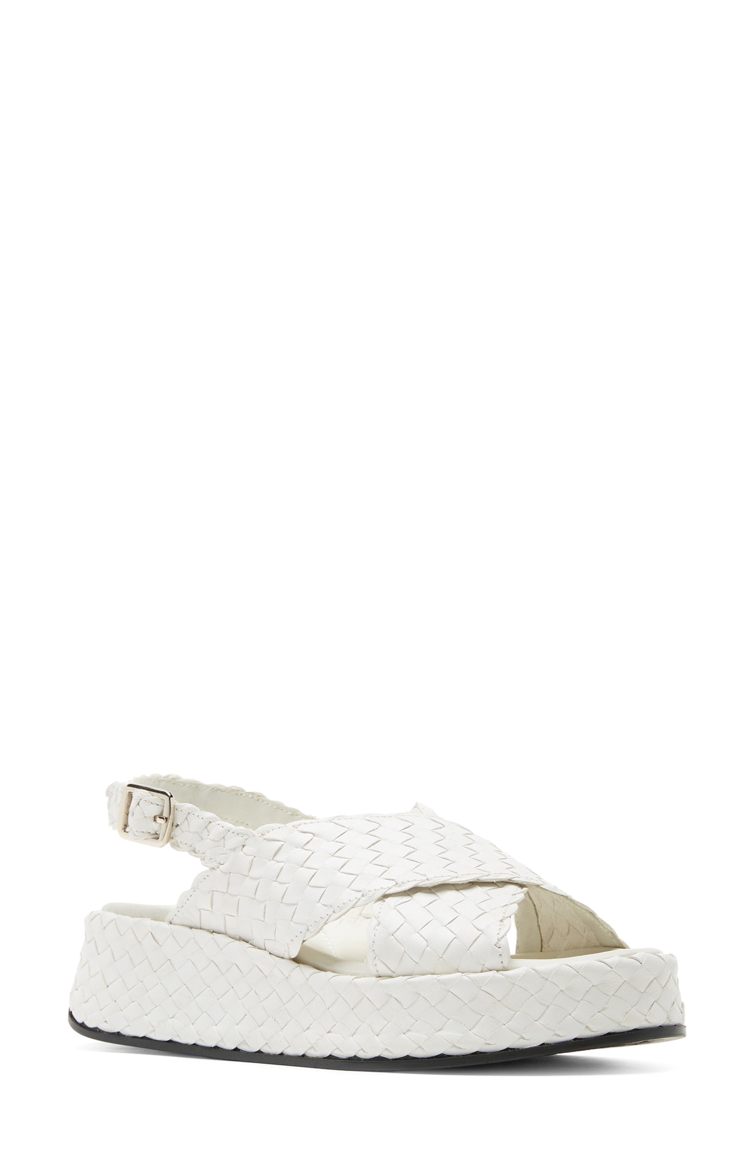 La Canadienne Pacifik Waterproof Slingback Platform Wedge Sandal, Main, color, Milk Leather