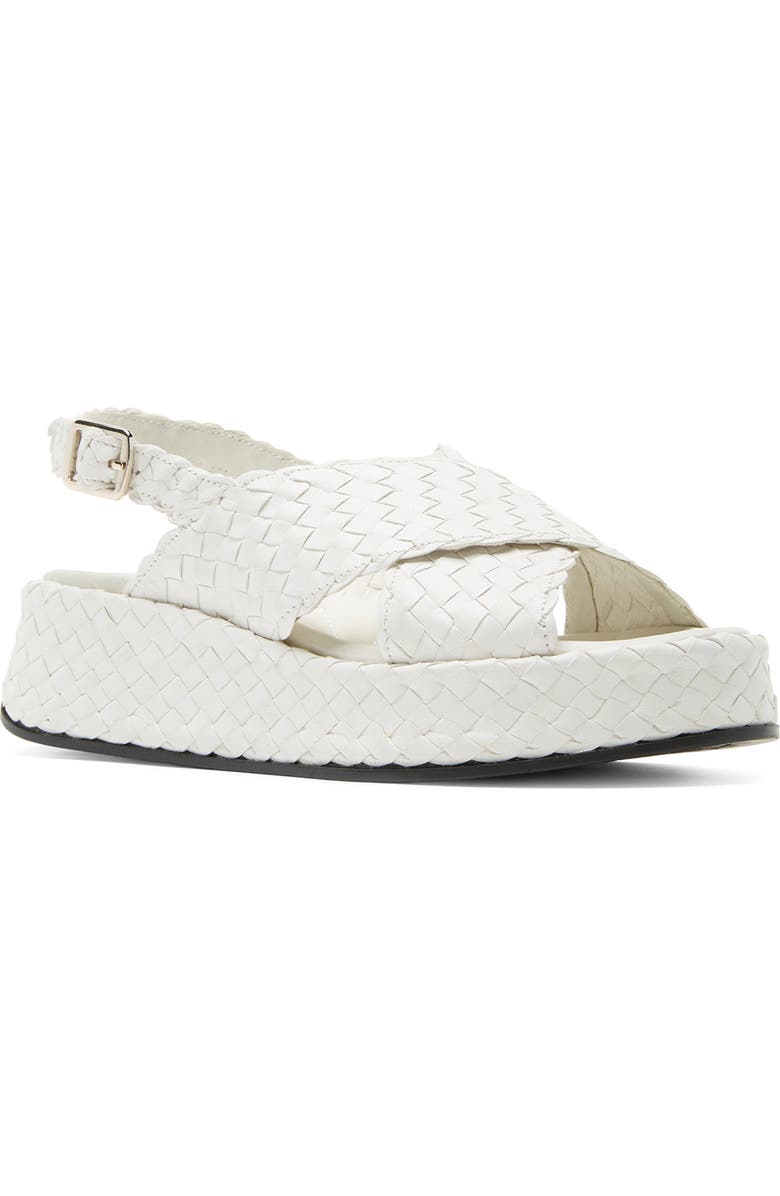 La Canadienne Pacifik Waterproof Slingback Platform Wedge Sandal, Main, color, Milk Leather