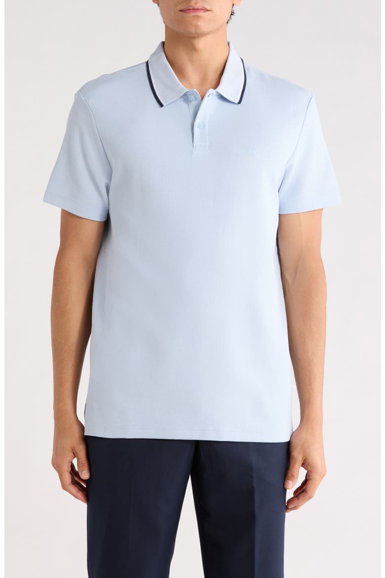 Tipped Collar Cotton Blend Polo, Main, color, BREEZY BLUE